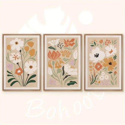 DecorBites™ Watercolor Flower Posters Set: Botanical Canvas Art