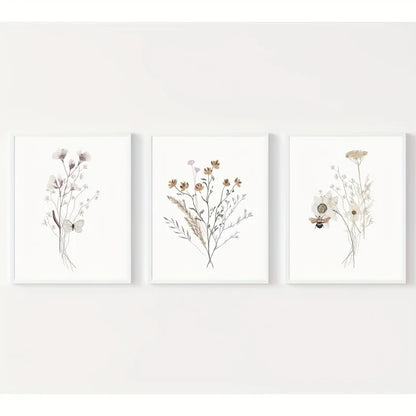 DecorBites™ Watercolor Flower Posters Set: Botanical Canvas Art