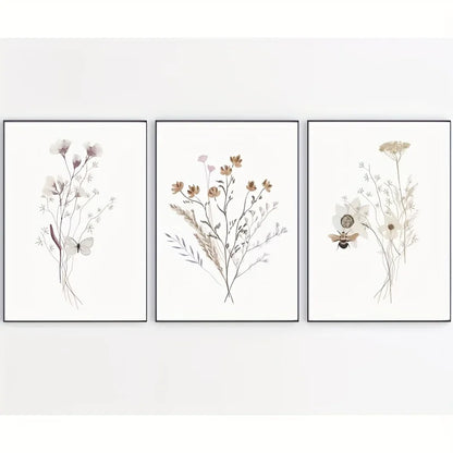 DecorBites™ Watercolor Flower Posters Set: Botanical Canvas Art