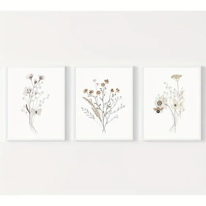 Watercolor flower posters set of 3 – bedroom botanical canvas art