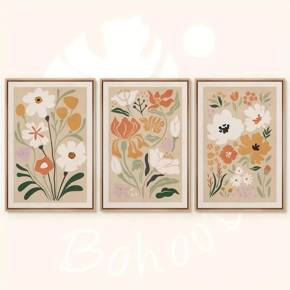 Watercolor flower posters set of 3 – bedroom botanical canvas art