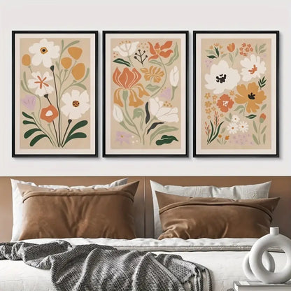 Watercolor flower posters set of 3 – bedroom botanical canvas art