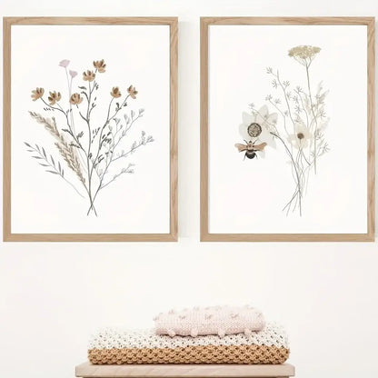 Watercolor flower posters set of 3 – bedroom botanical canvas art