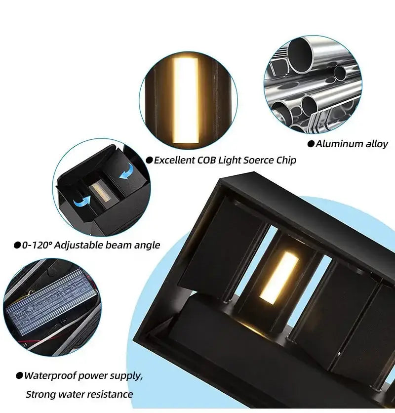 Modern black aluminum led wall light – outdoor & indoor lighting