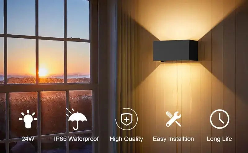 Modern black aluminum led wall light – outdoor & indoor lighting