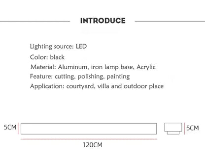 Modern minimalist black waterproof led long wall light outdoor sconce