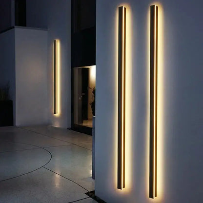 Modern minimalist black waterproof led long wall light outdoor sconce