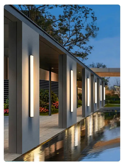 Modern minimalist black long strip led wall light outdoor sconce