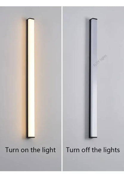 Modern minimalist black long strip led wall light outdoor sconce