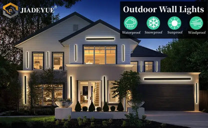 Modern minimalist black waterproof led long wall light outdoor sconce