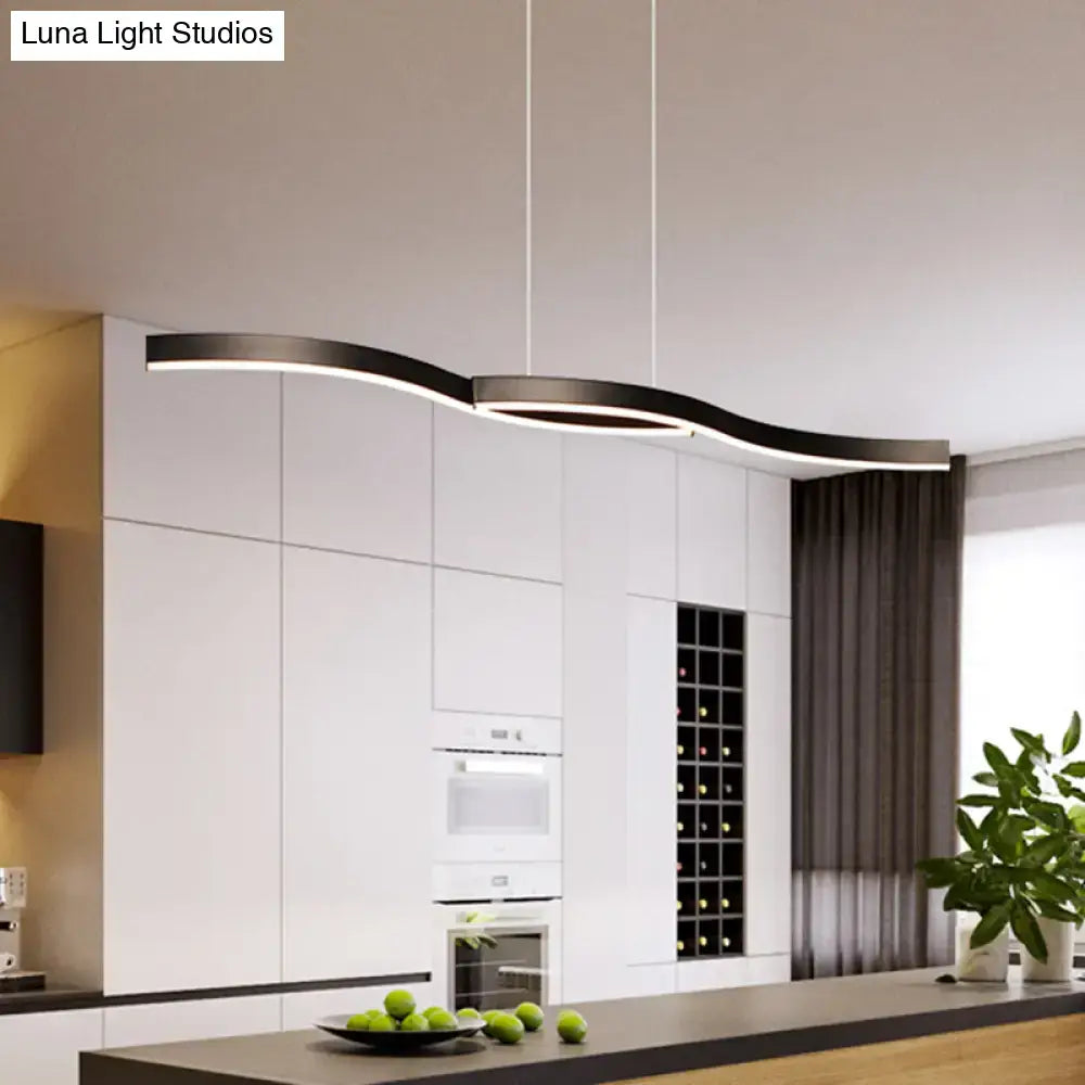 Modern black waves island lamp dining room led pendant lighting