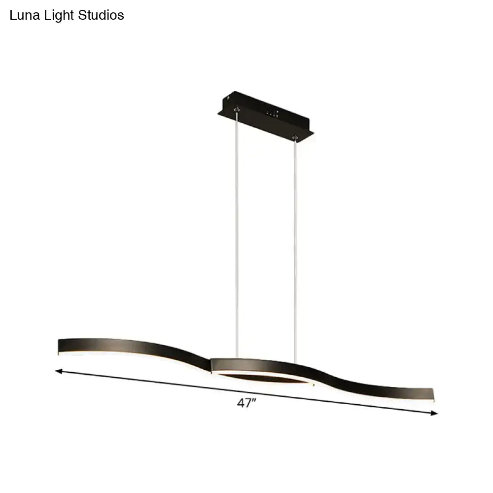Modern black waves island lamp dining room led pendant lighting