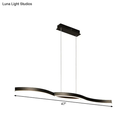 Modern black waves island lamp dining room led pendant lighting