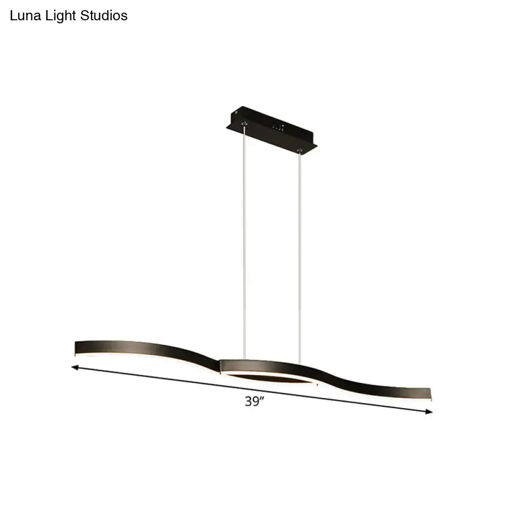 Modern black waves island lamp dining room led pendant lighting
