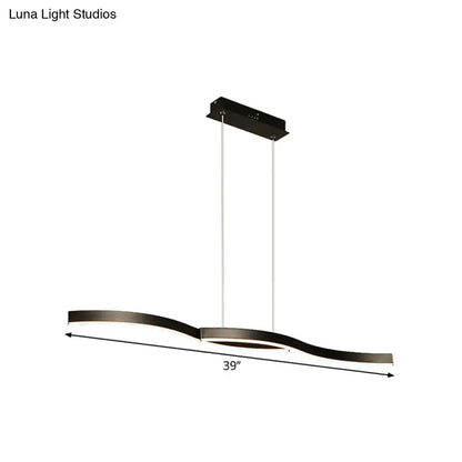 Modern black waves island lamp dining room led pendant lighting