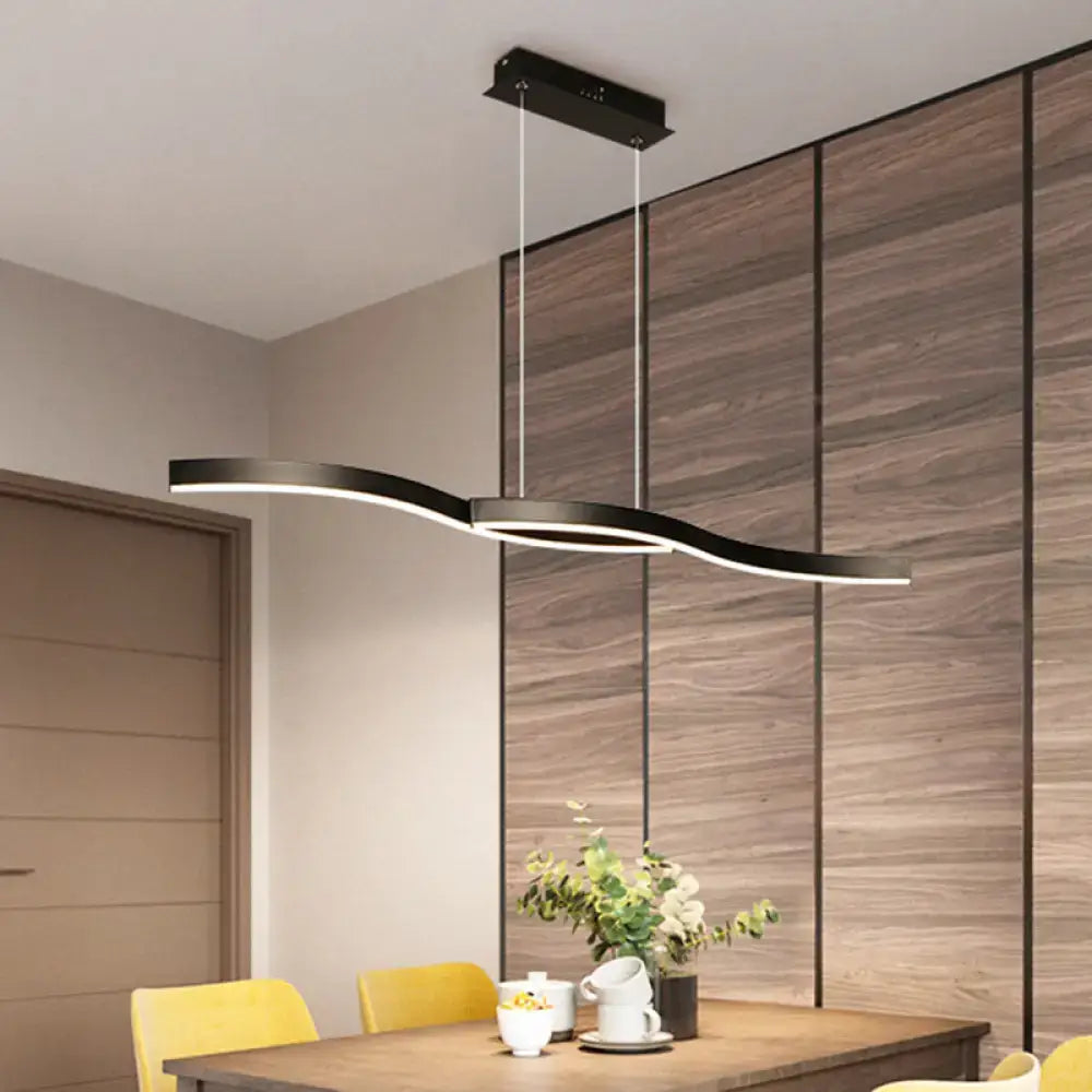 Modern black waves island lamp dining room led pendant lighting