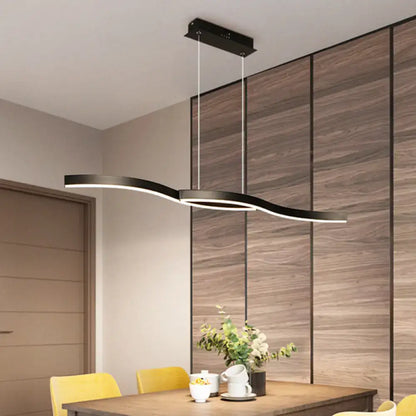 Modern black waves island lamp dining room led pendant lighting
