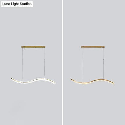 Modern gold wavy k9 crystal pendant light for dining room