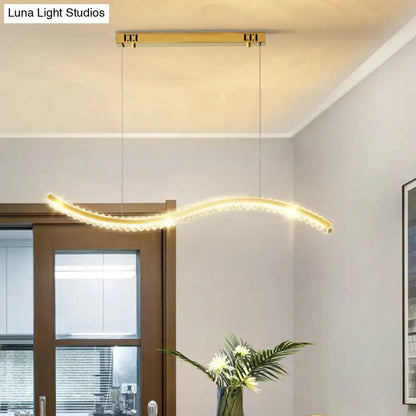 Modern gold wavy k9 crystal pendant light for dining room