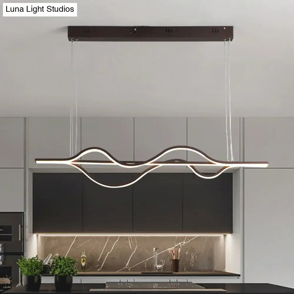 Modern bronze wavy linear island light for kitchen 110v-120v