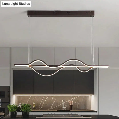 Modern bronze wavy linear island light for kitchen 110v-120v