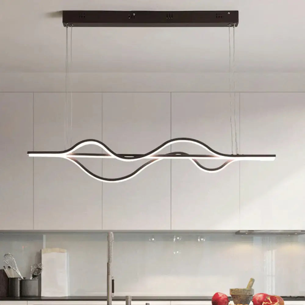 Modern bronze wavy linear island light for kitchen 110v-120v