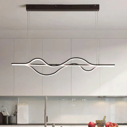 Modern bronze wavy linear island light for kitchen 110v-120v