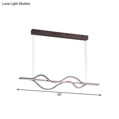 Modern bronze wavy linear island light for kitchen 110v-120v