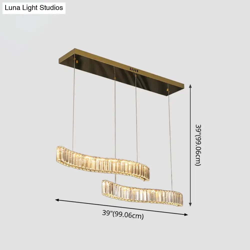 Modern wavy prismatic crystal led pendant lamp dining room brass