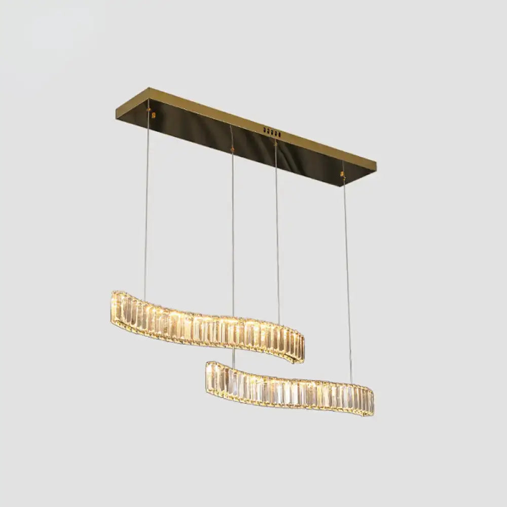 Modern wavy prismatic crystal led pendant lamp dining room brass