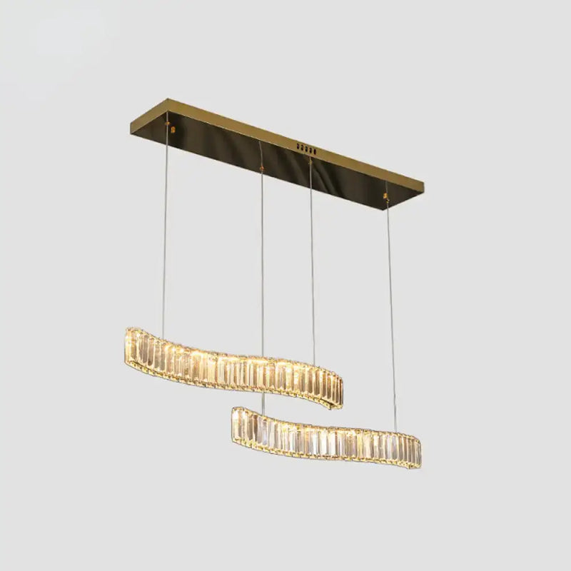 Modern wavy prismatic crystal led pendant lamp dining room brass