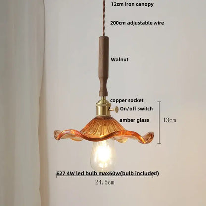 Vintage cream ribbed white ceramic led pendant light kitchen wood accent
