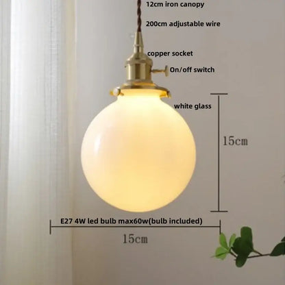 Vintage walnut and white glass led pendant light kitchen lighting