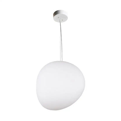 Modern white glass oval pendant light for dining room