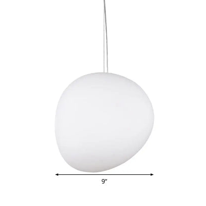 Modern white glass oval pendant light for dining room