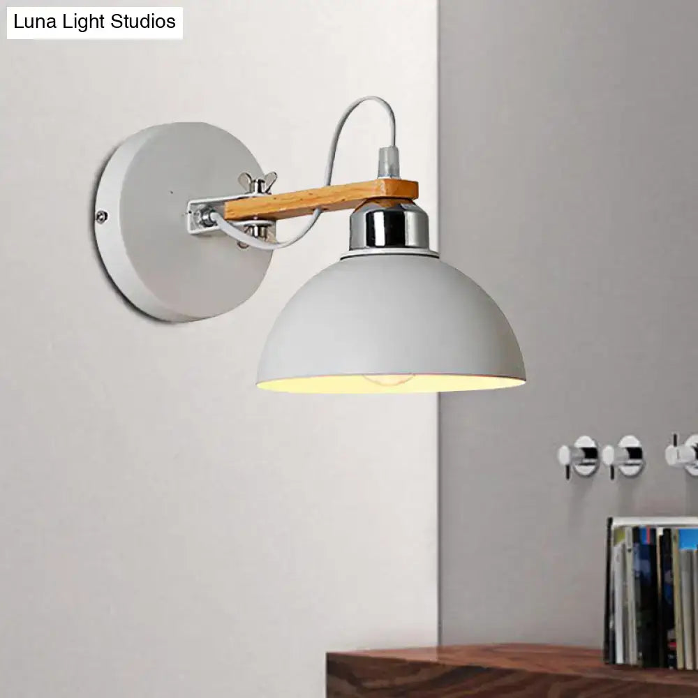 White and wood dome wall light bedroom direct wired electric