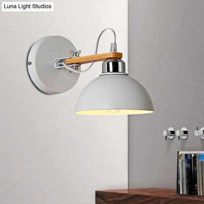 White and wood dome wall light bedroom direct wired electric