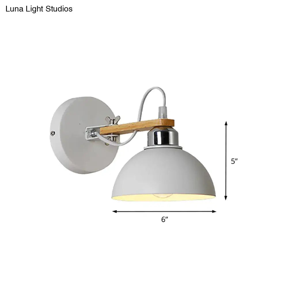 White and wood dome wall light bedroom direct wired electric