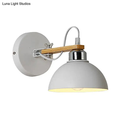 White and wood dome wall light bedroom direct wired electric
