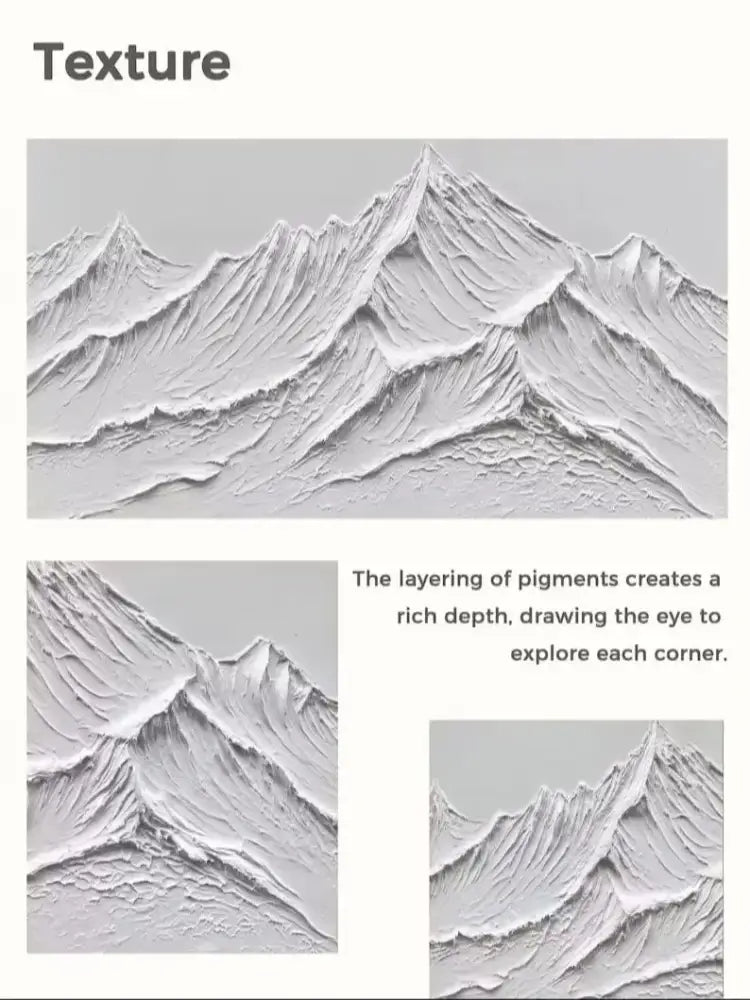 Minimalist white mountain hand painted oil painting living room art