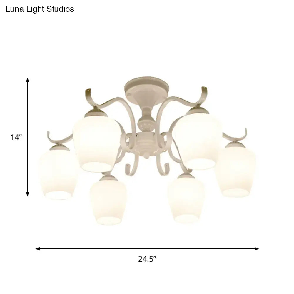 Countryside cream opaline glass cone chandelier dining room light