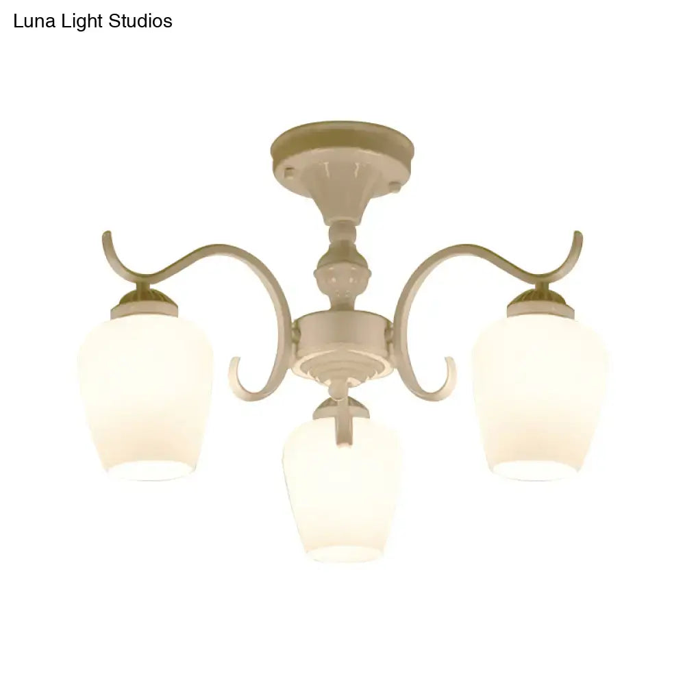 Countryside cream opaline glass cone chandelier dining room light