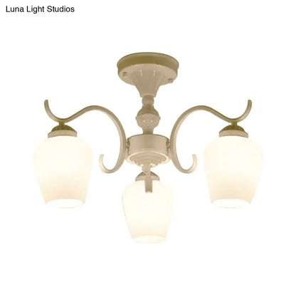 Countryside cream opaline glass cone chandelier dining room light