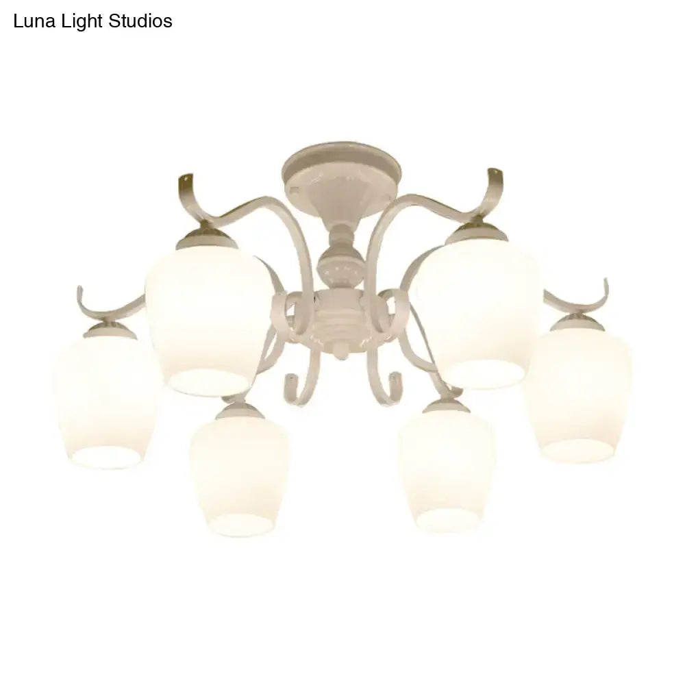 Countryside cream opaline glass cone chandelier dining room light