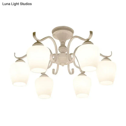Countryside cream opaline glass cone chandelier dining room light