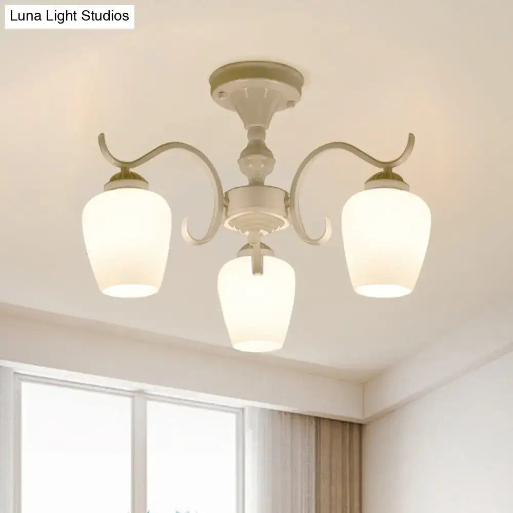 Countryside cream opaline glass cone chandelier dining room light