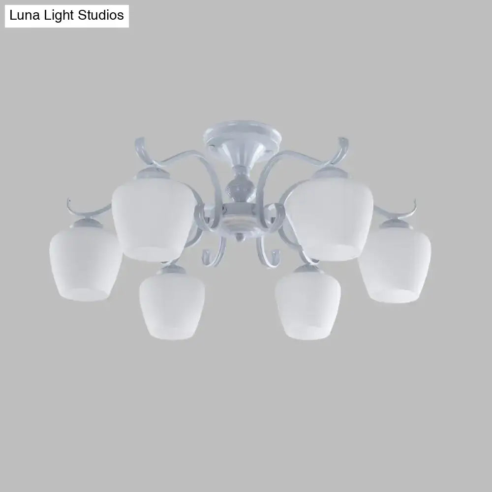 Countryside cream opaline glass cone chandelier dining room light