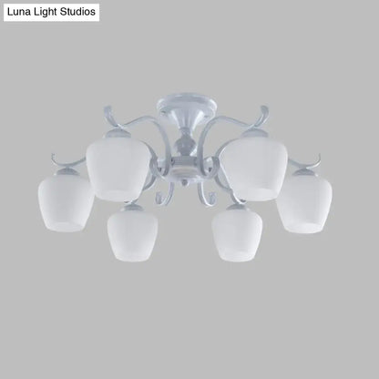 Countryside cream opaline glass cone chandelier dining room light