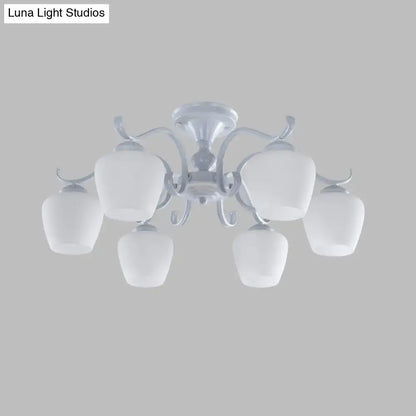 Countryside cream opaline glass cone chandelier dining room light