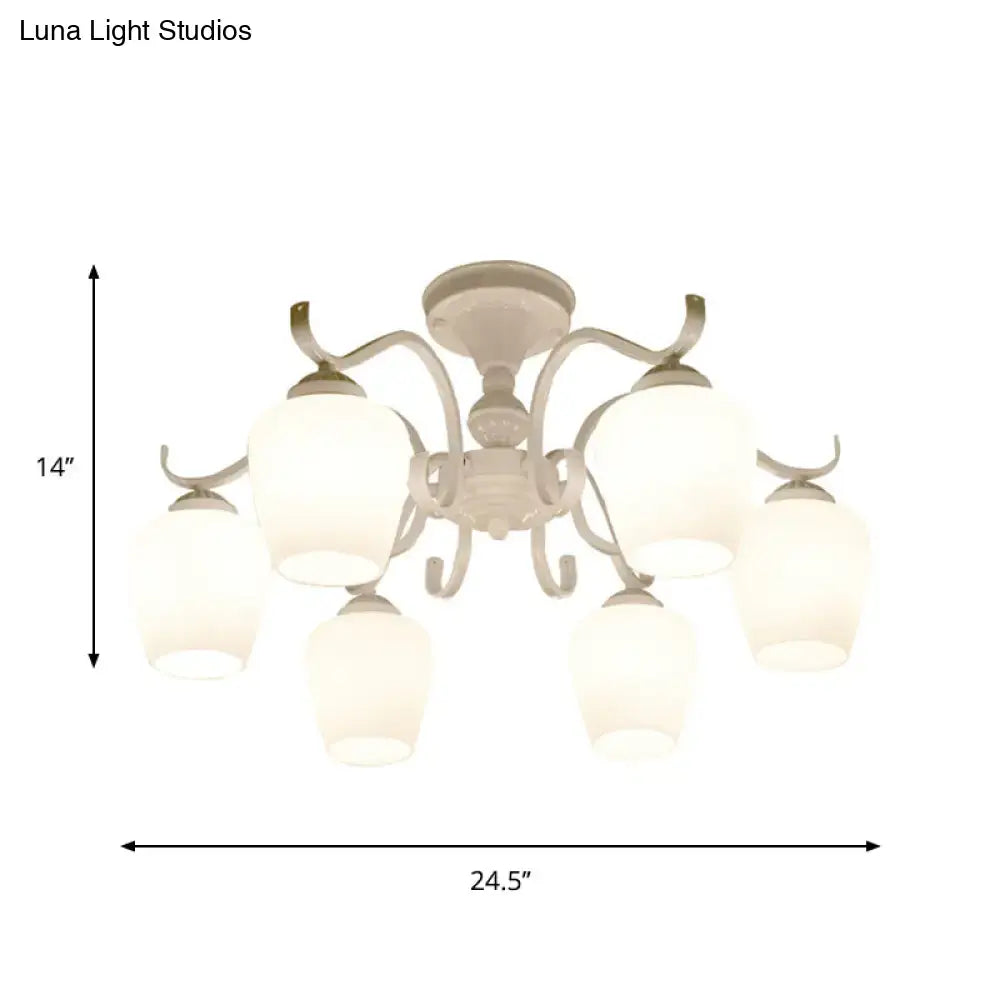 Countryside cream opaline glass cone chandelier dining room light